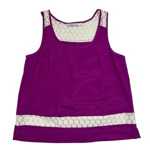 Chloe K Magenta Top with Cream Lace Detail